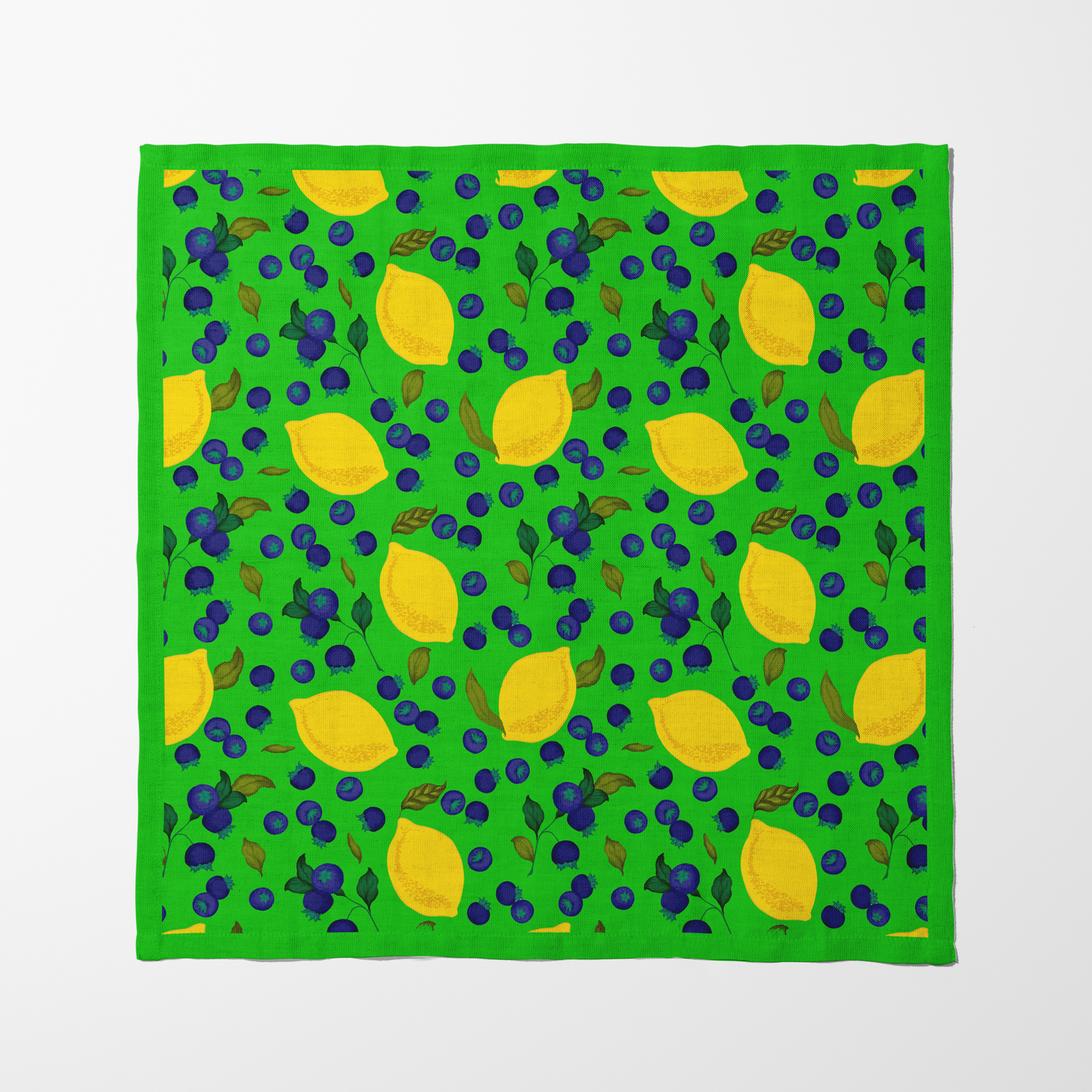 Spring Lemons Napkin in Bright Green in Organic Cotton Voile