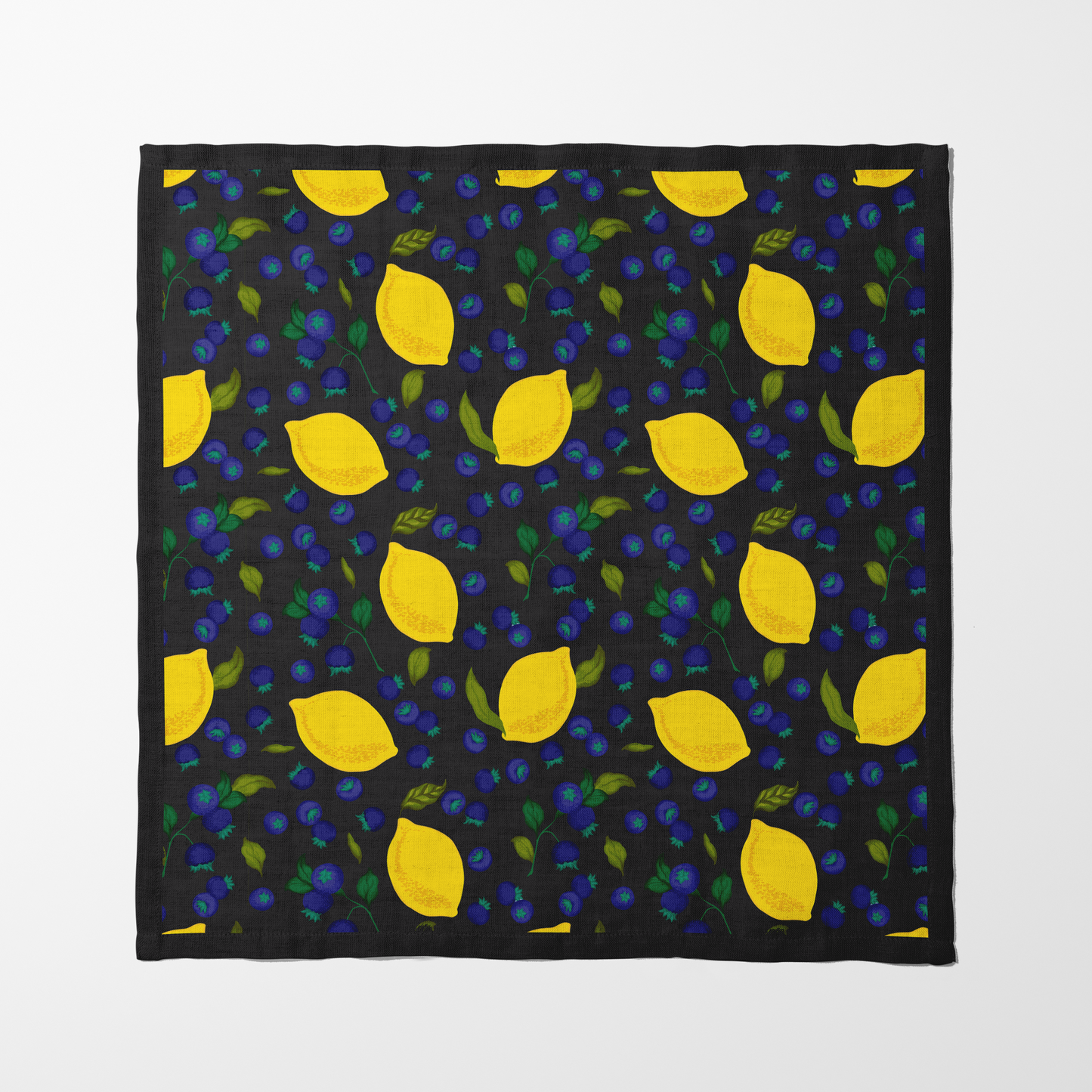 Spring Lemons Napkin in Dark Grey in Lightweight Linen