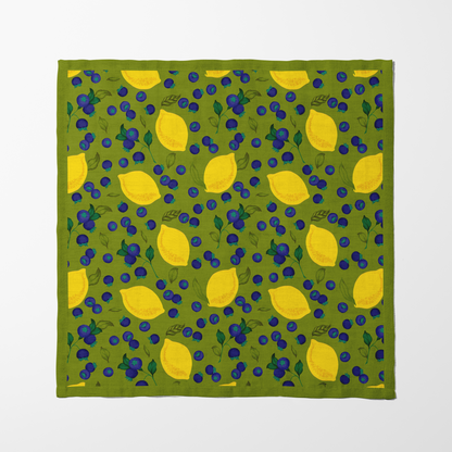 Spring Lemons Napkin in Green in Lightweight Linen