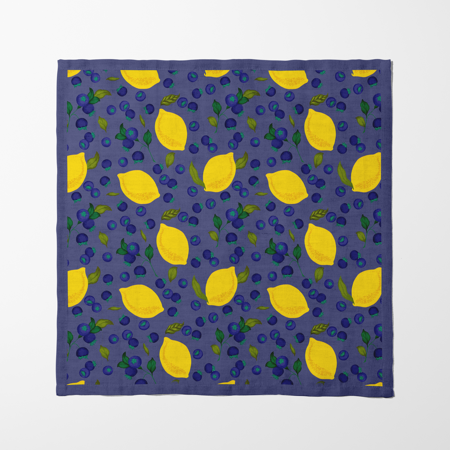 Spring Lemons Napkin in Midnight in Lightweight Linen