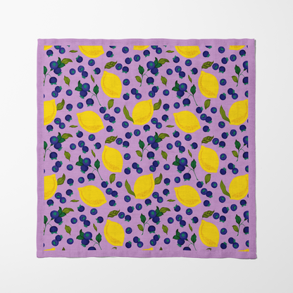 Spring Lemons Napkin in Pink in Organic Cotton Voile