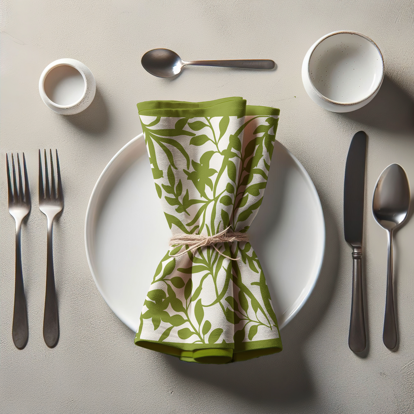 Figi Floral Napkin in Green in Organic Cotton Voile