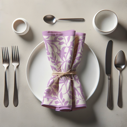 Figi Floral Napkin in Light Pink in Lightweight Linen