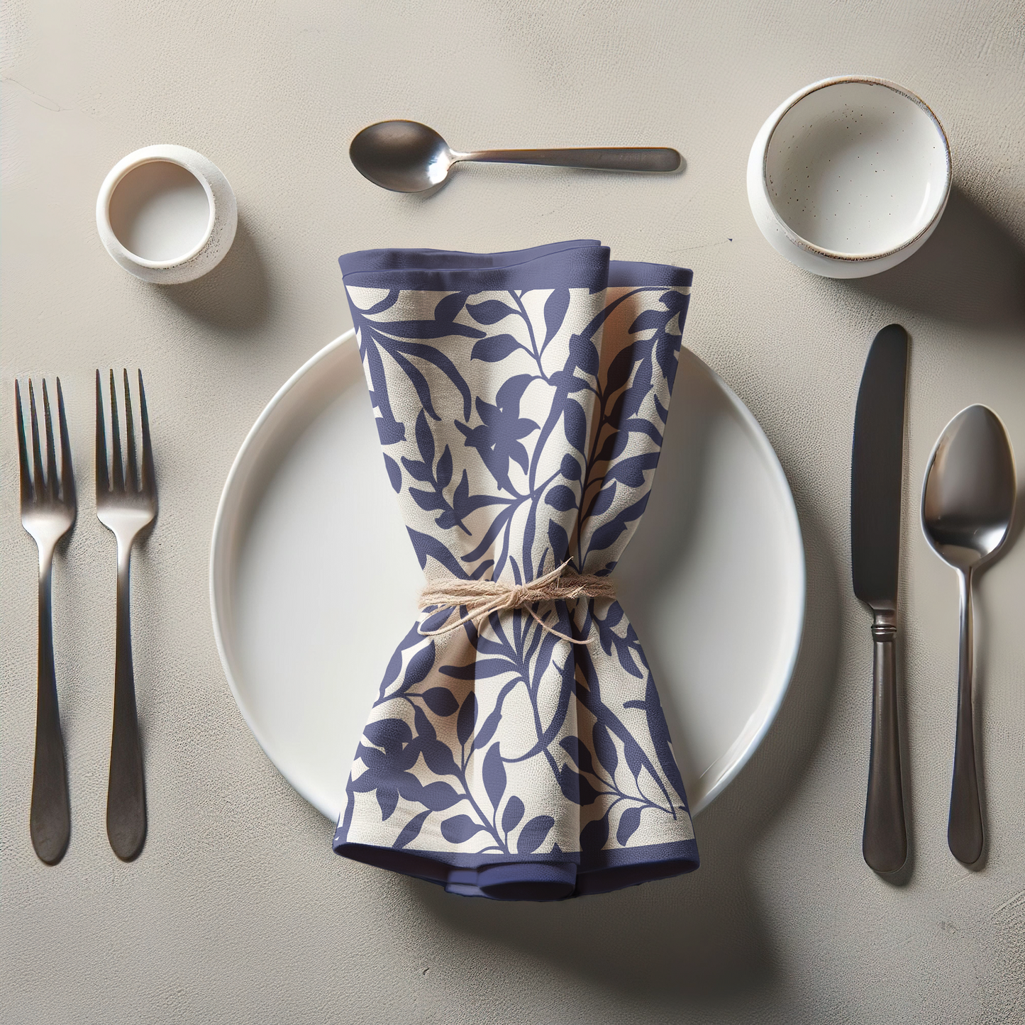 Figi Floral Napkin in Midnight in Lightweight Linen