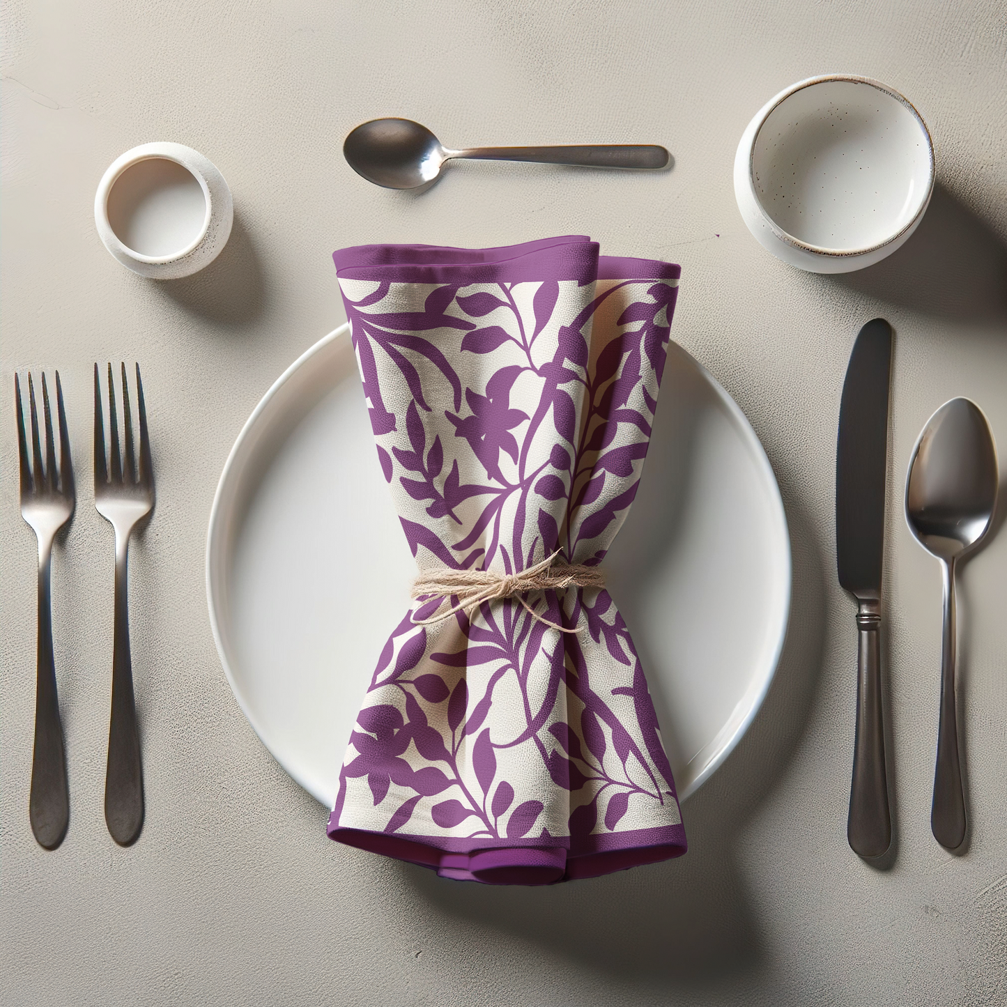 Figi Floral Napkin in Purple in Lightweight Linen