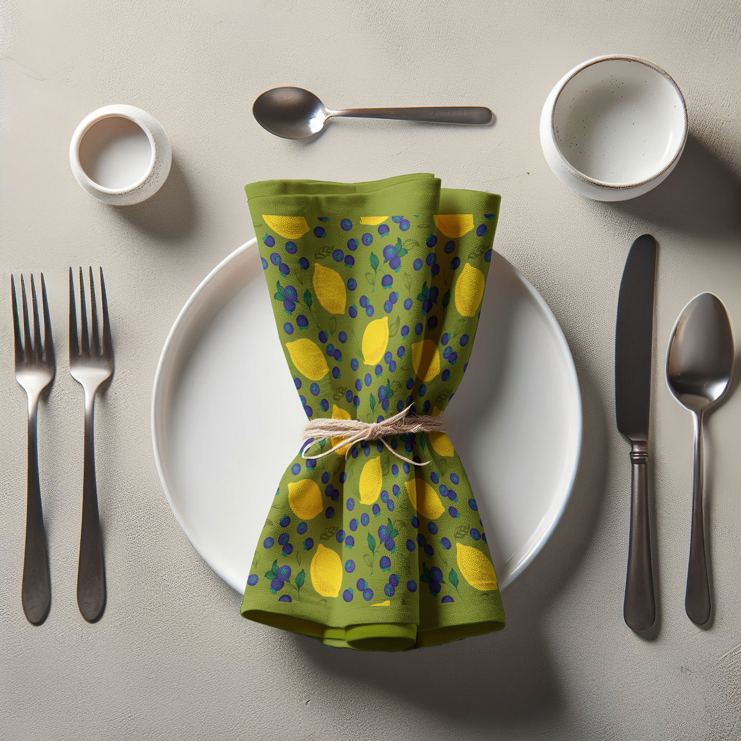 Spring Lemons Napkin in Green