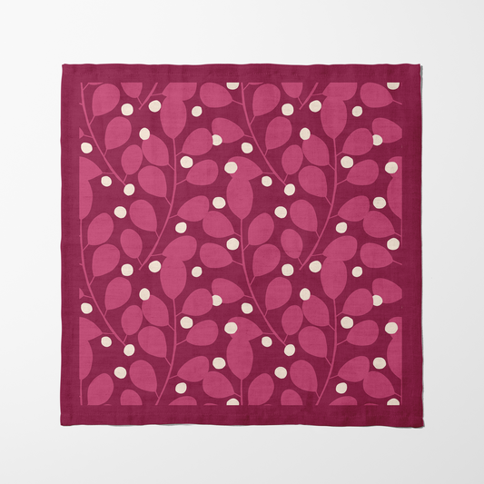 Branches + Dots Napkin in Pink in Organic Cotton Voile