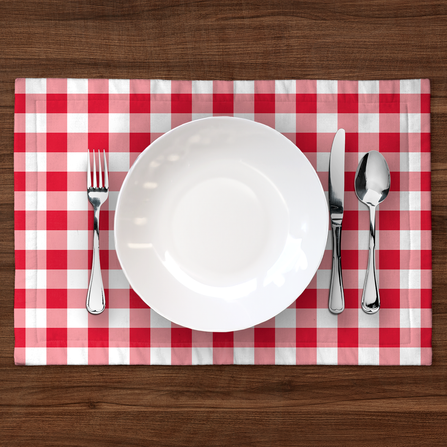 ONE Gingham Placemat in Red in Mid Weight Cotton Twill