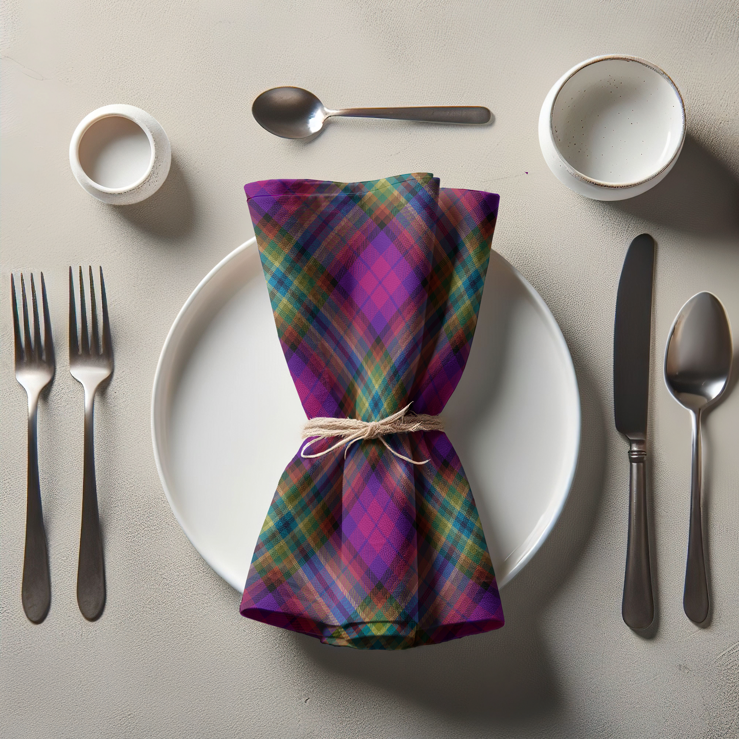 The Technique Plaid Napkin in Organic Cotton Voile