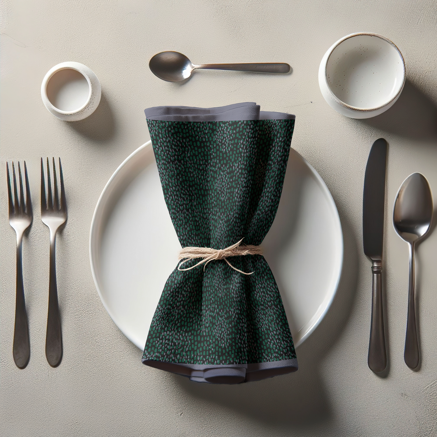 Emerald Spots Napkin in Organic Cotton Voile