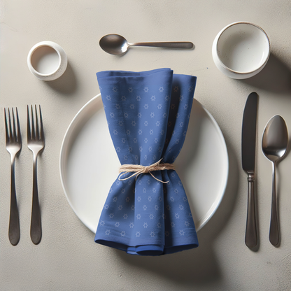 Star of David Napkin in Dark Blue and White