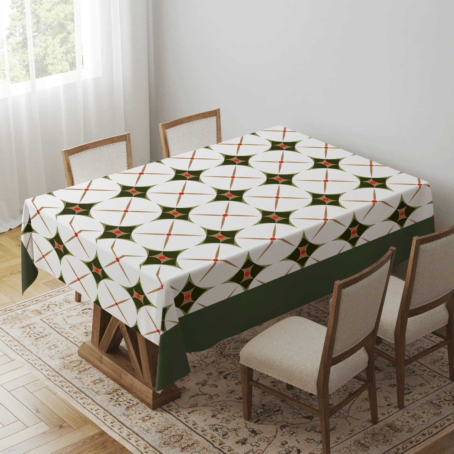 Holiday Abstract Tablecloth in Green