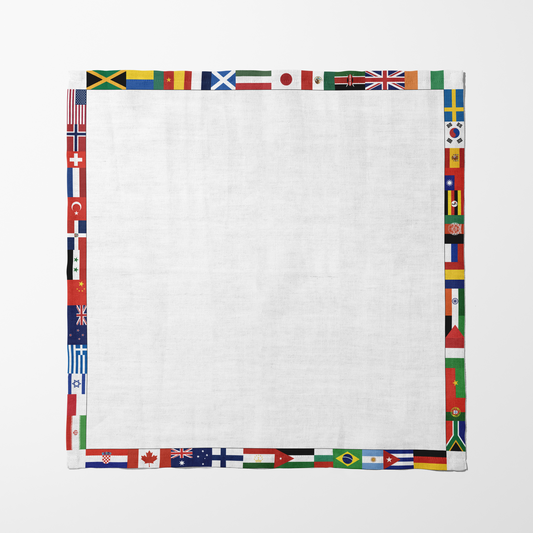 ONE Globe - Multi-nation Flag Border in Lightweight Linen