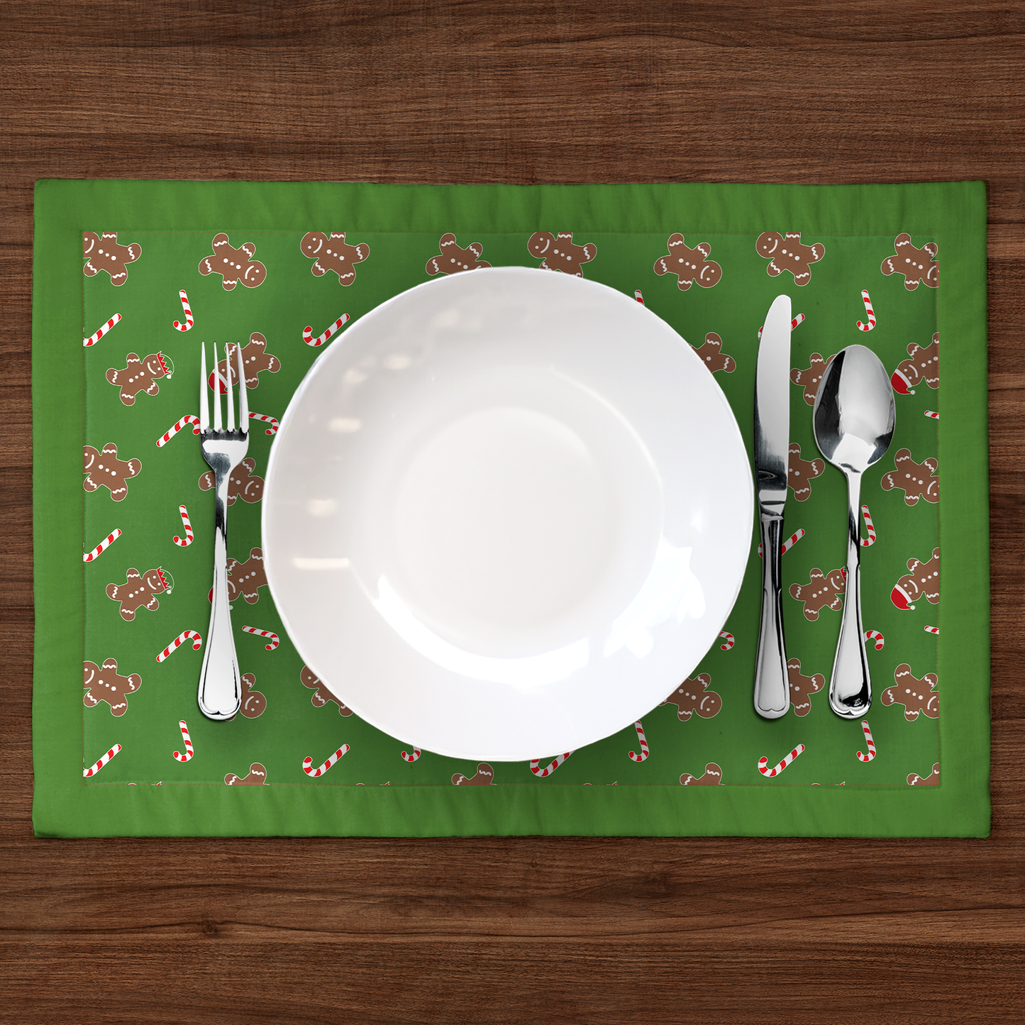 Gingerbread Dudes Placemat in Light Green