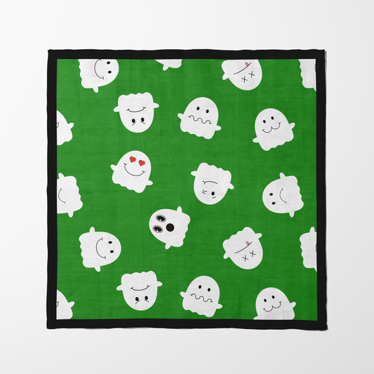 Friendly Ghosts in Slime Napkin in Organic Cotton Voile