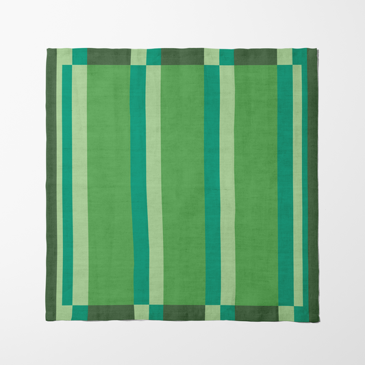 Candy Stripes Olive Green Napkin in Lightweight Linen