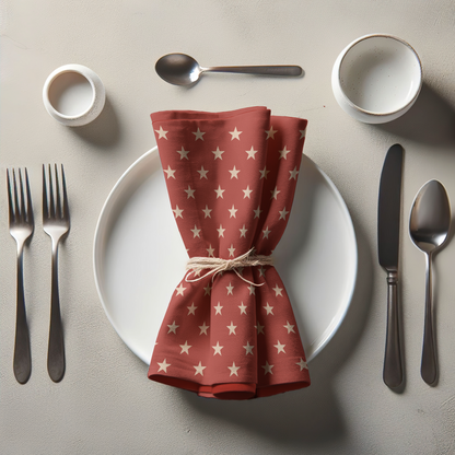 ONE Stars Napkin - Red in Lightweight Linen