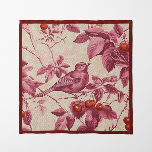 Nestled Cherries Napkin in Antique Rose in Lightweight Linen