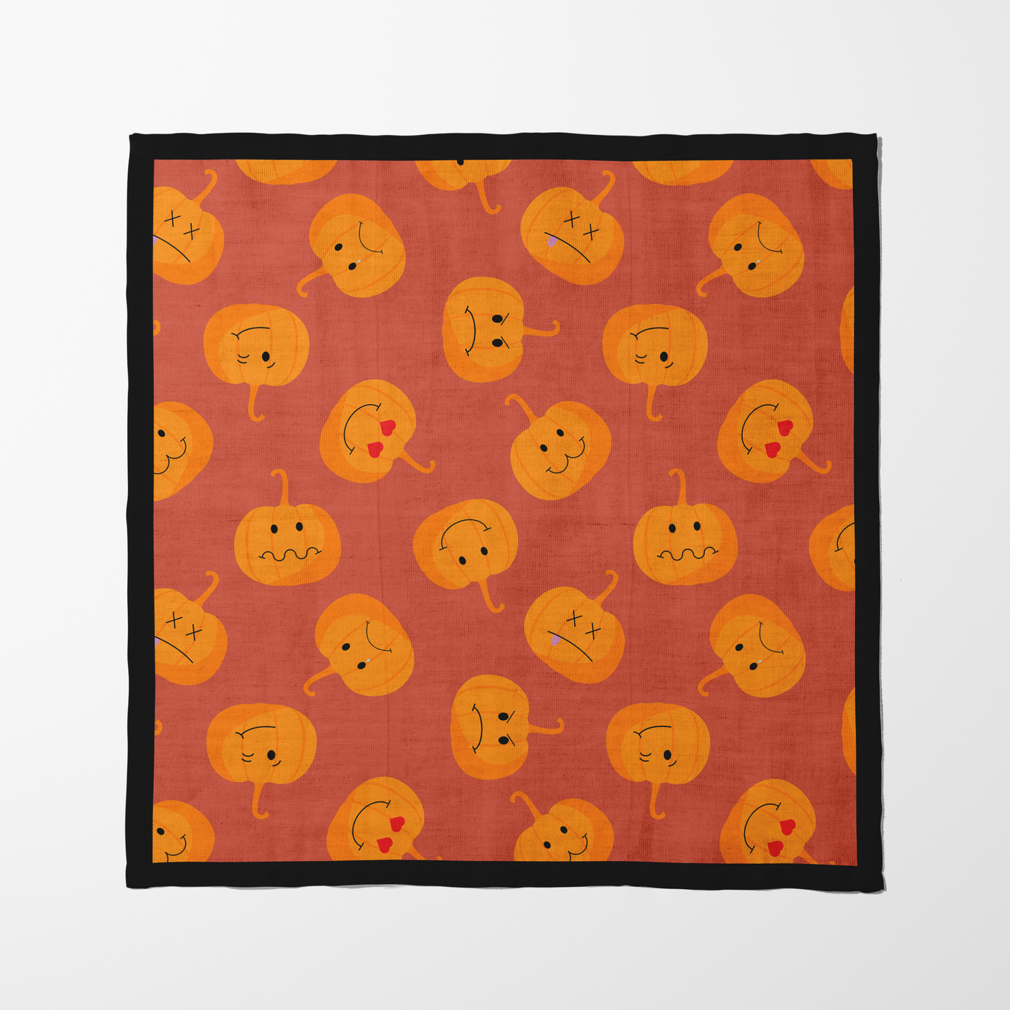 Jack O' Lanterns in Spice Napkin in Organic Cotton Voile