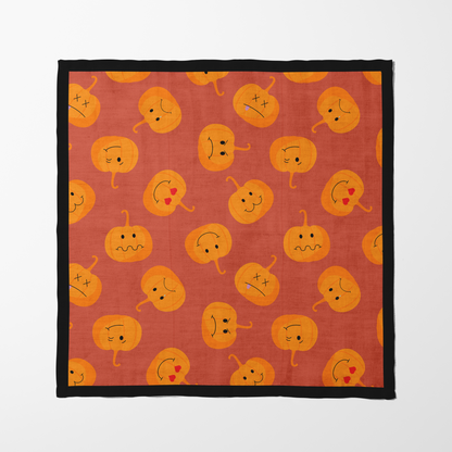 Jack O' Lanterns in Spice Napkin in Organic Cotton Voile