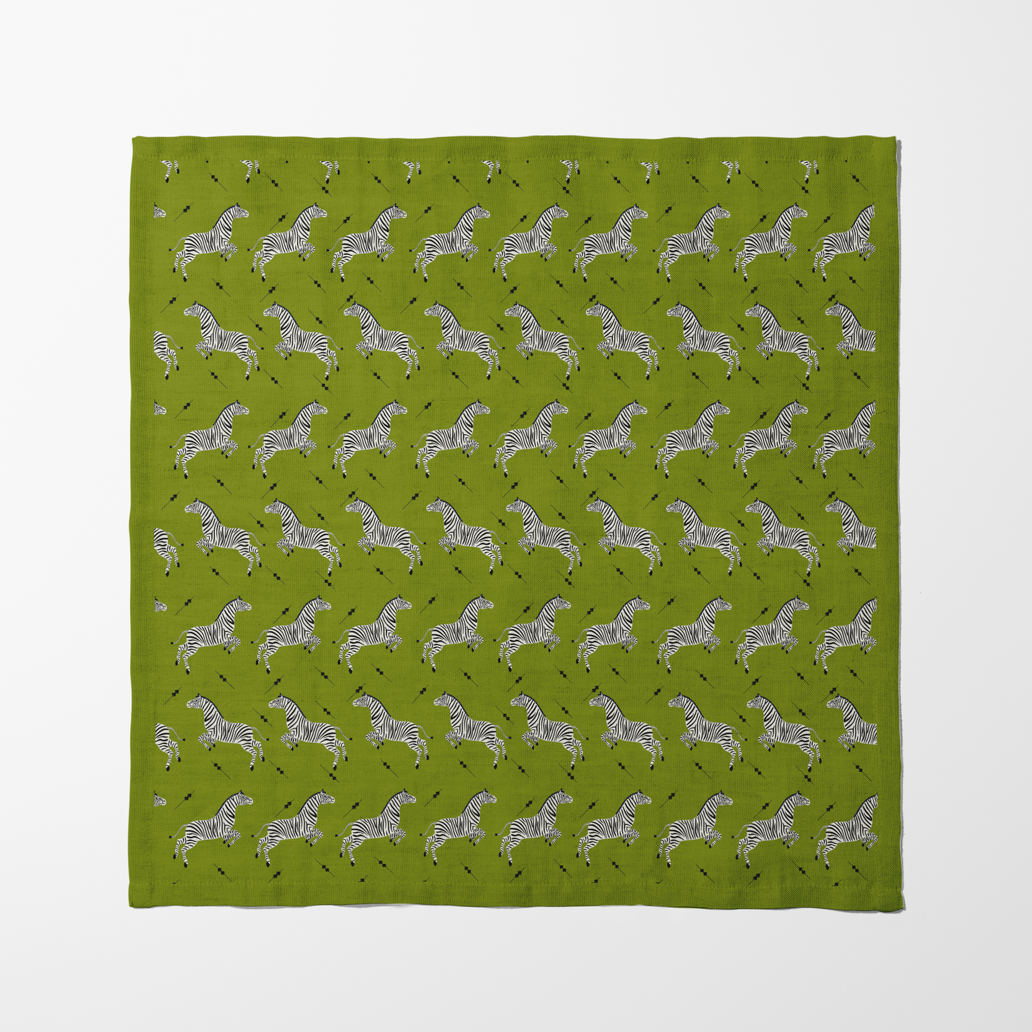 Leaping Zebras Napkin in Green in Organic Cotton Voile