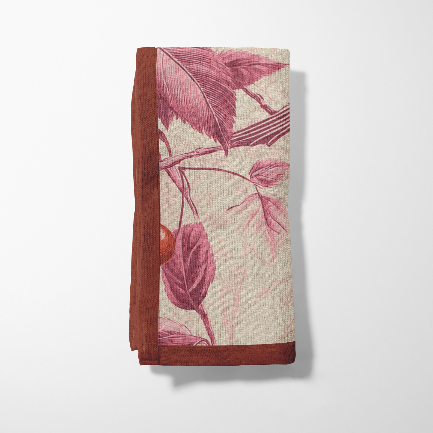 Nestled Cherries Napkin in Antique Rose in Lightweight Linen