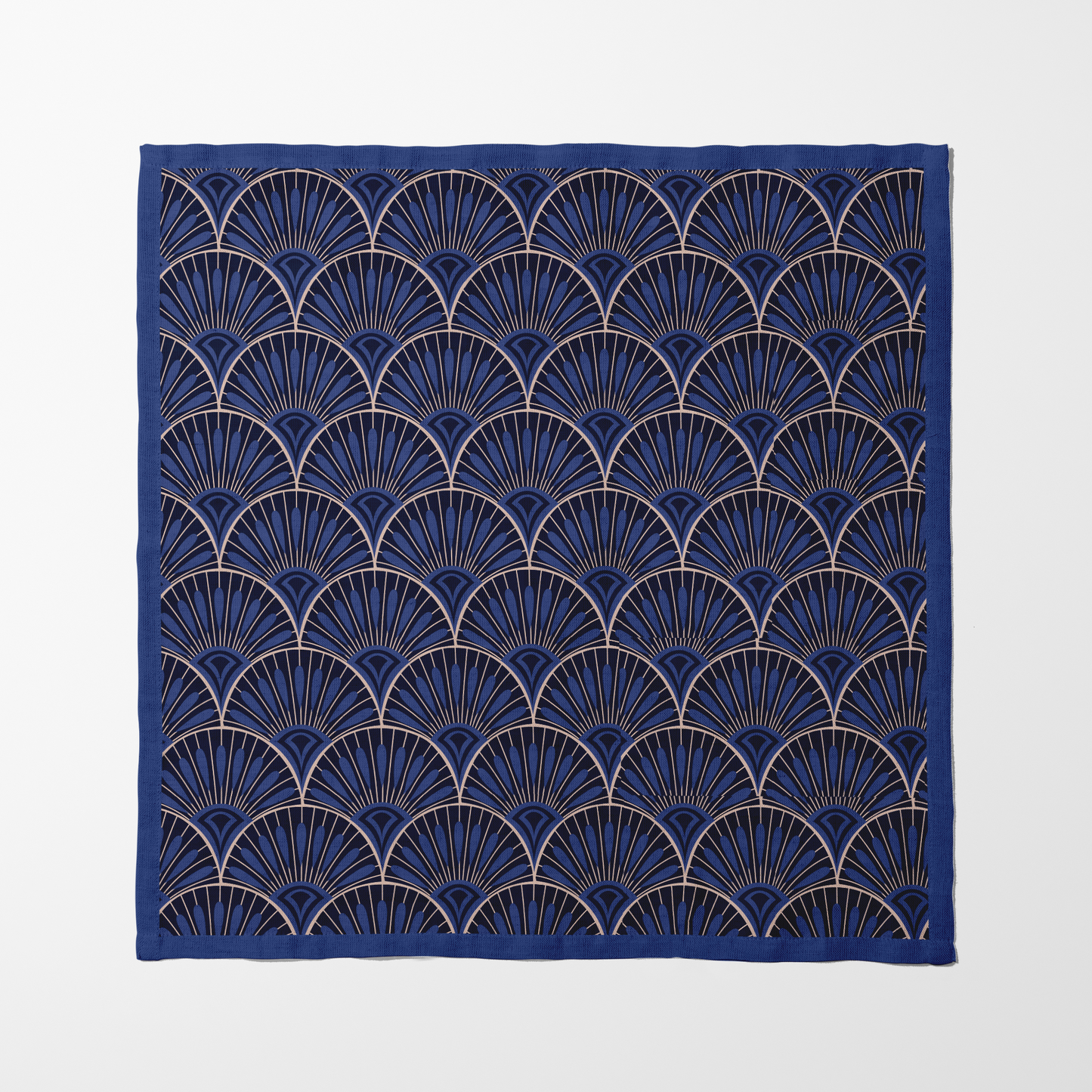 Midnight Blue Fans Napkin in Lightweight Linen