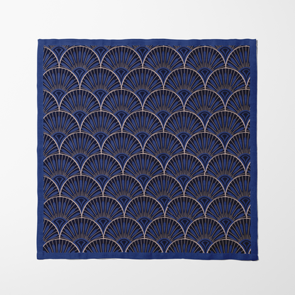 Midnight Blue Fans Napkin in Lightweight Linen