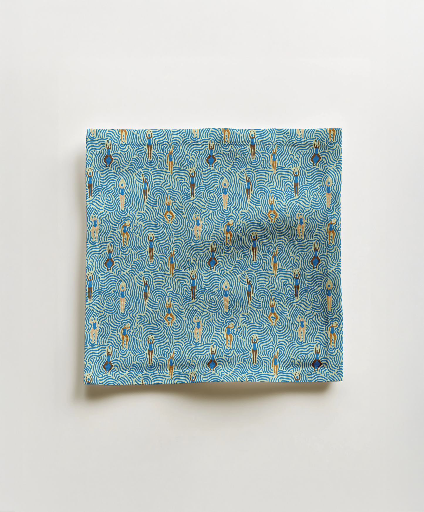 Swimmers in Summer in Cerulean Blue in Organic Cotton Voile