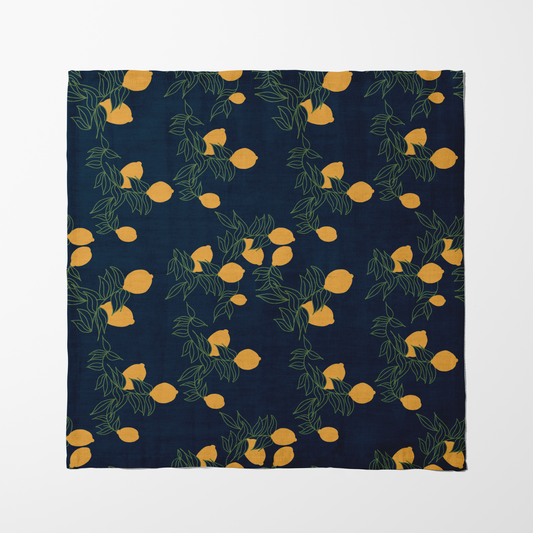 Lemon Fruit Napkin in Dark Blue