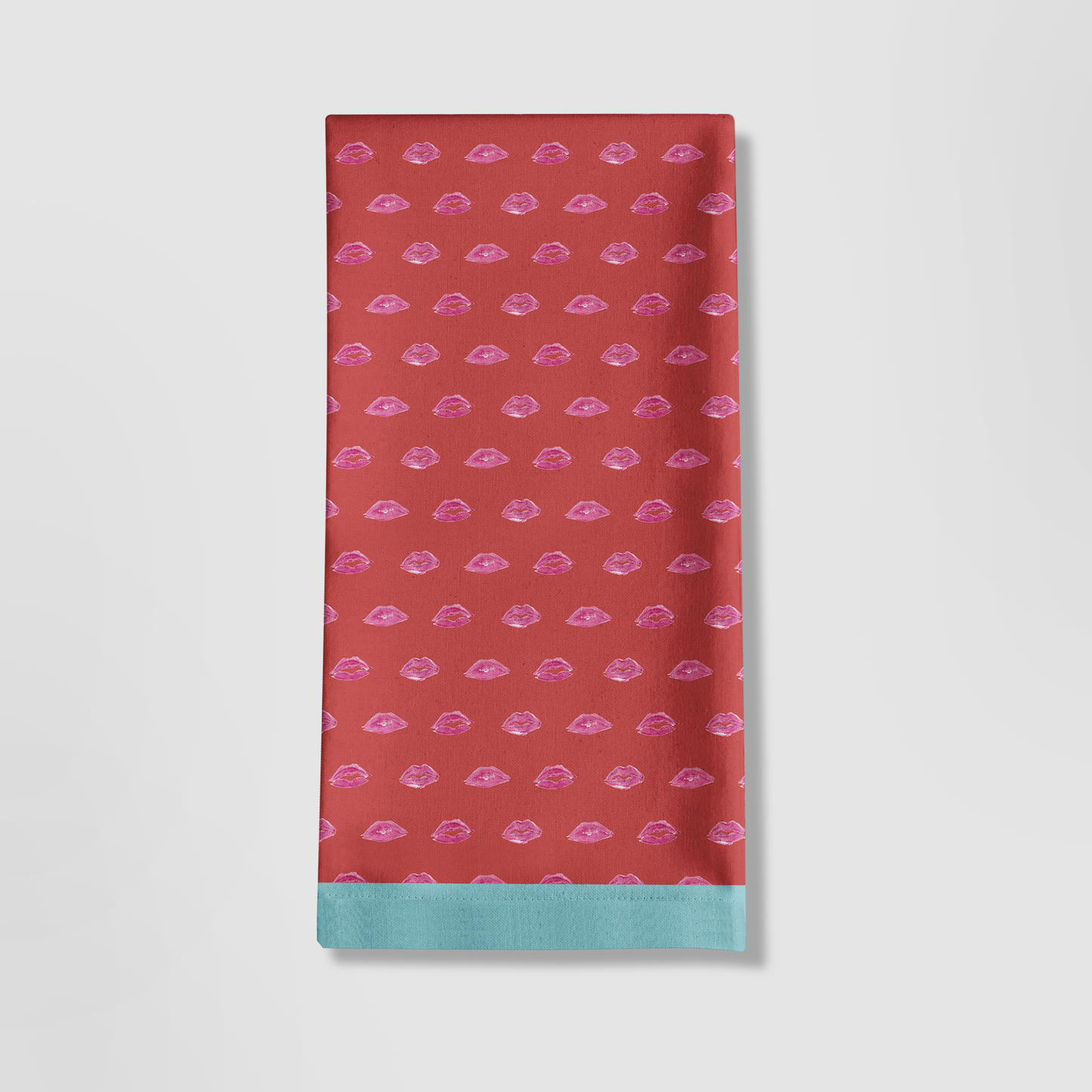 Zebra Red Smooch with Aqua Tea Towel