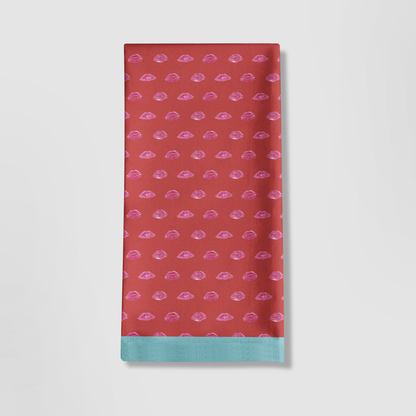 Zebra Red Smooch with Aqua Tea Towel