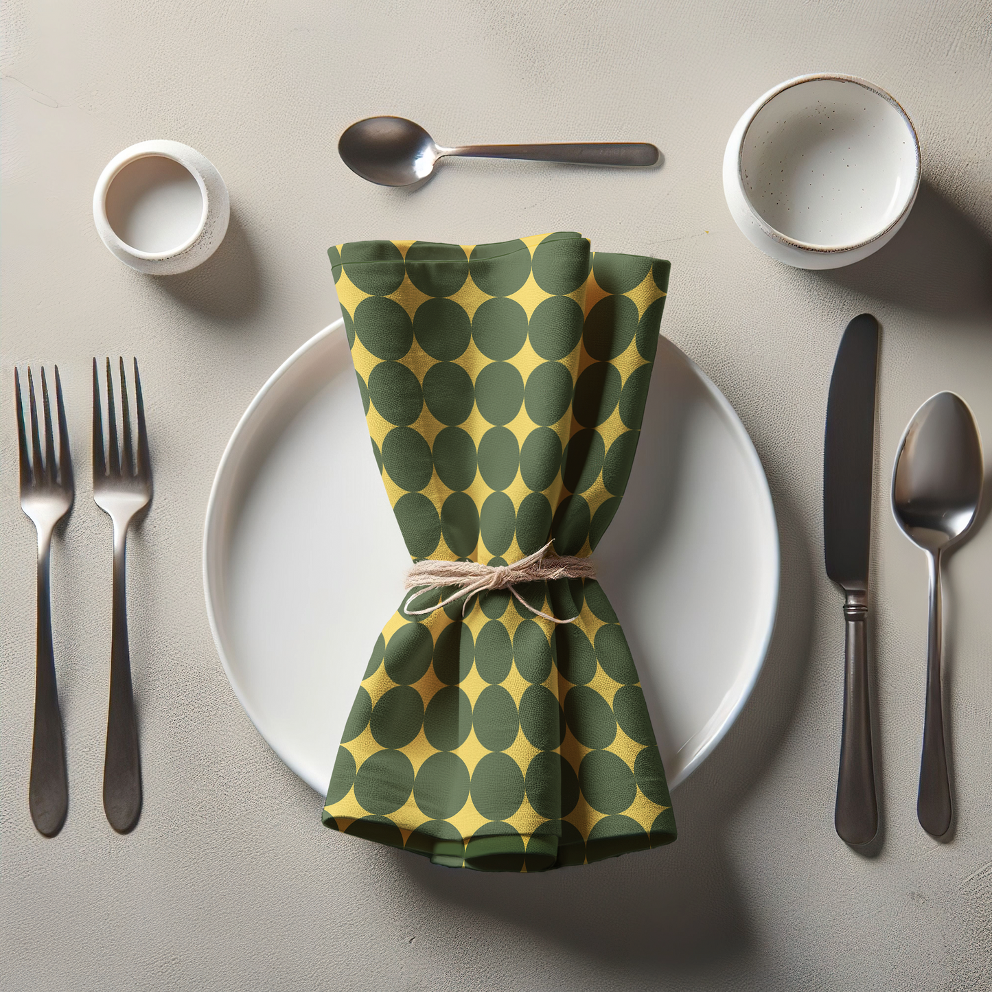 Spots and Dots Napkin - Yellow Green in Organic Cotton Voile