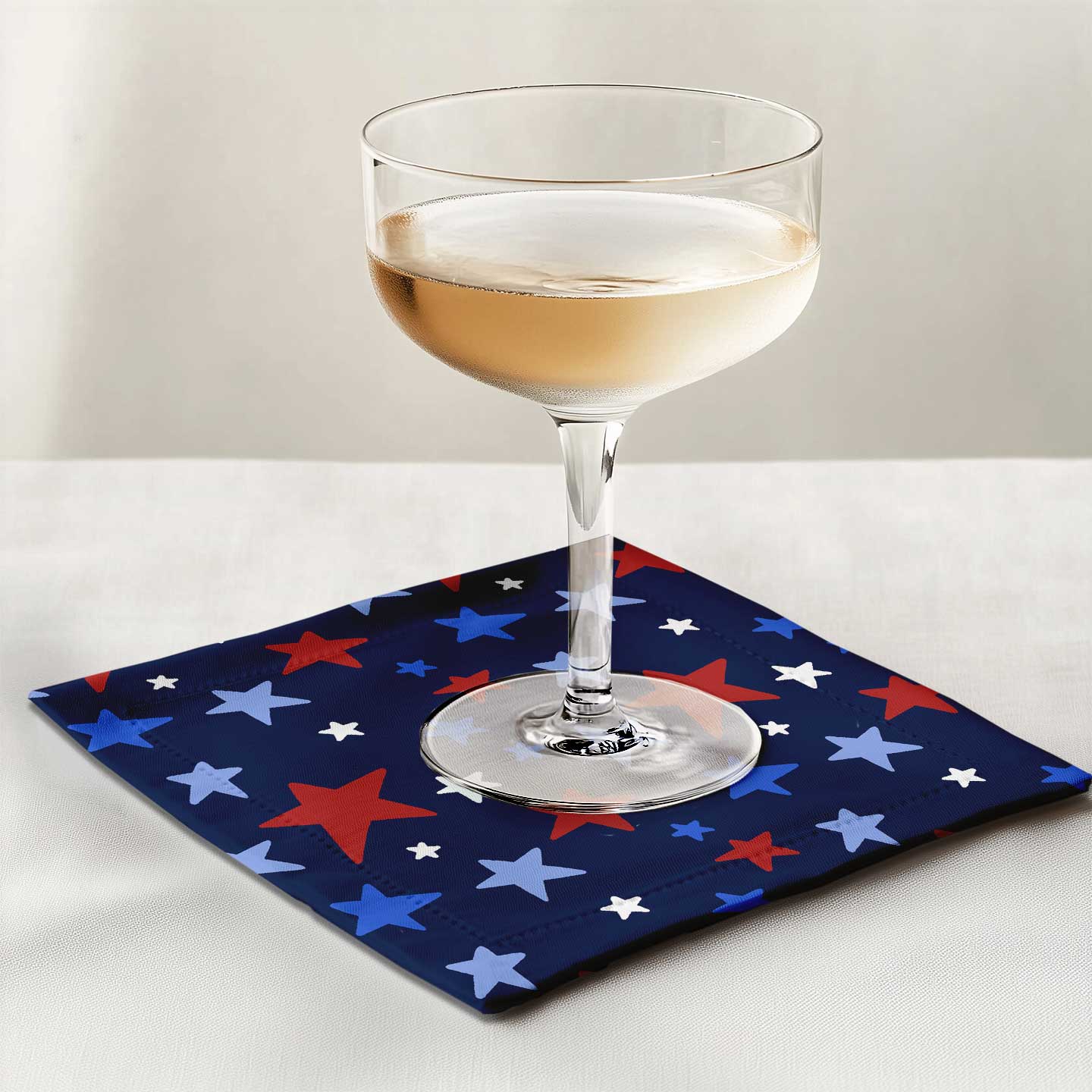 Star Spangled Banner Cocktail Napkin in Organic Cotton Voile