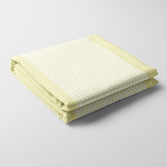 Mini Gingham Tablecloth in Pastel Yellow - Mid Cotton Twill