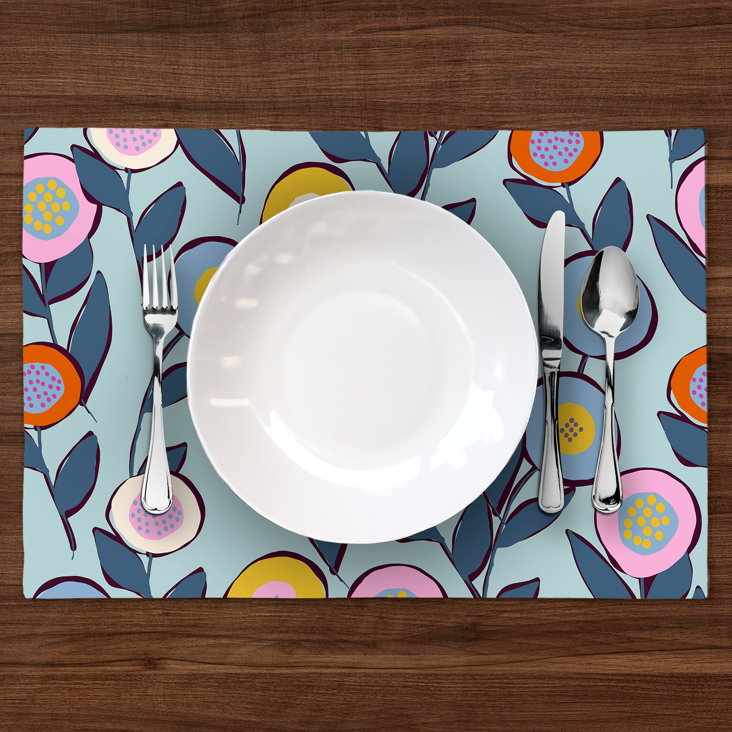 Blue Button Flowers Placemat