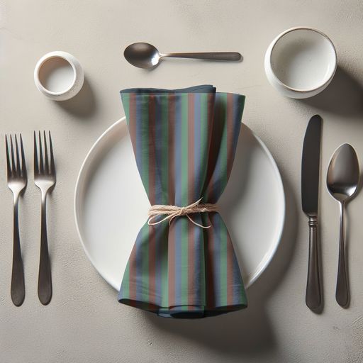 Tropical Stripes Napkin in Blue in Lightweight Linen