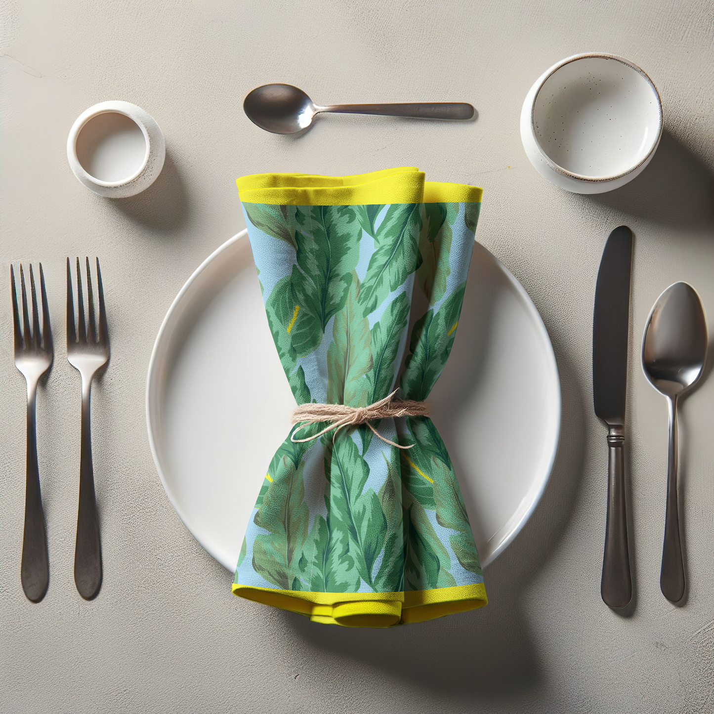 Sky Painted Palms Napkin in Lightweight Linen