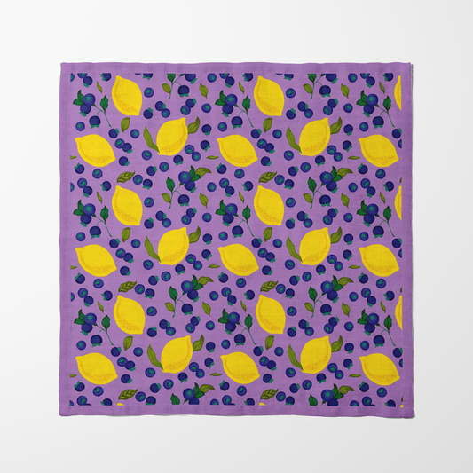 Spring Lemons Napkin in Mauve - Lightweight Linen
