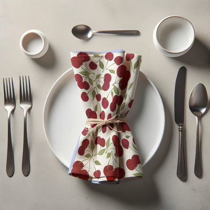 Sour Cherries Napkin in Lightweight Linen
