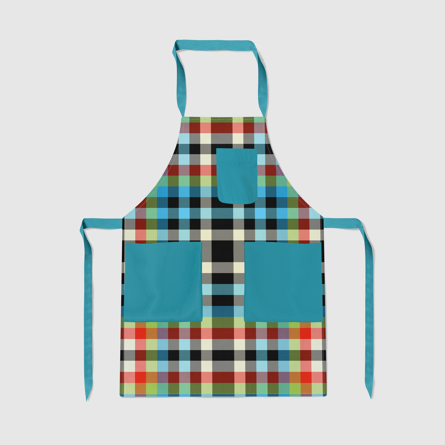 Kaleidoscope Plaid Full Chef Apron - Organic Cotton Canvas Mid-Weight