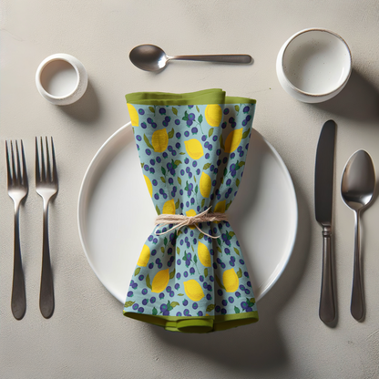 Spring Lemons Napkin in Aqua