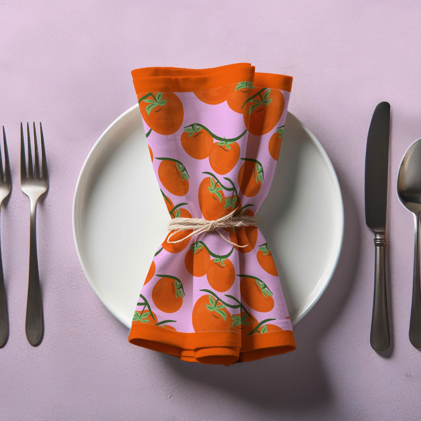Tomato Garden Napkin in Organic Cotton Voile
