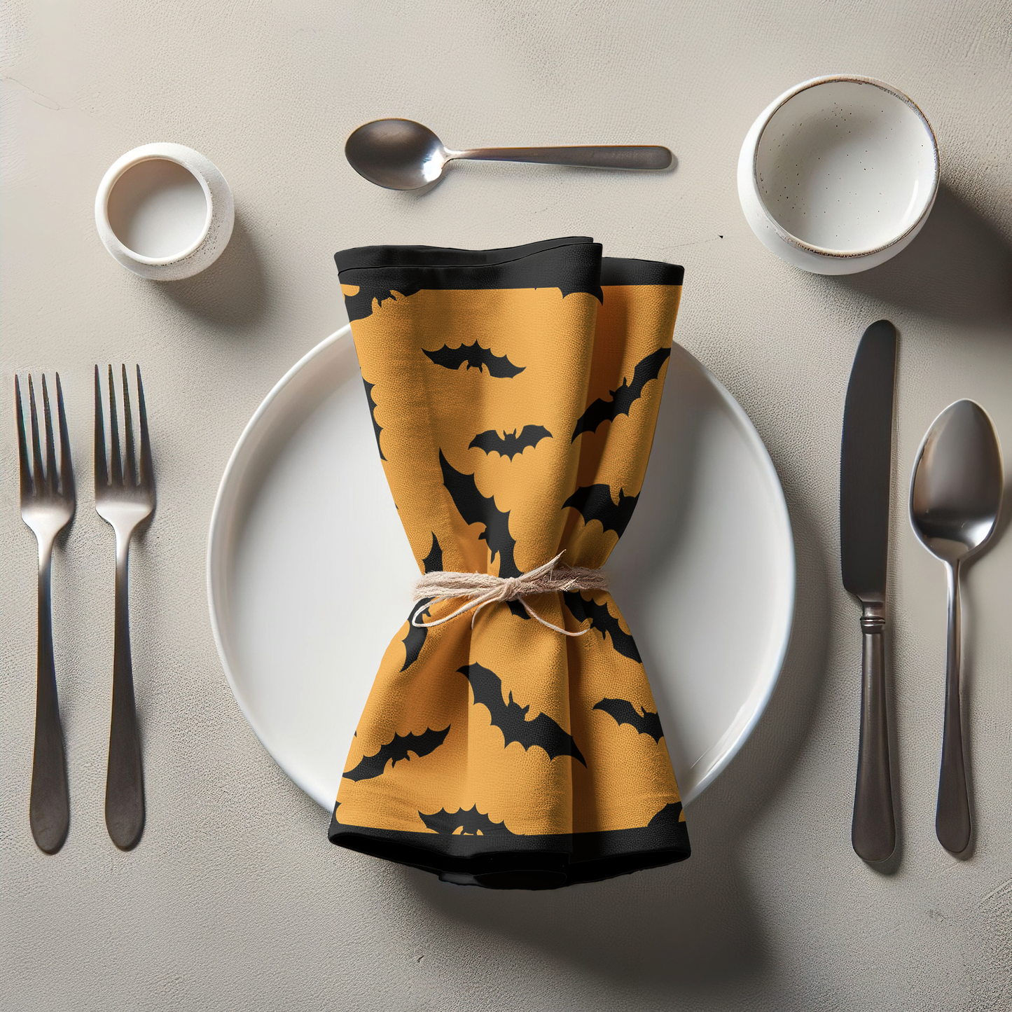 Bats in Squash Napkin in Organic Cotton Voile