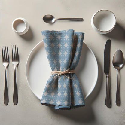 Picnic in the woods Napkin - Pale Blue in Organic Cotton Voile