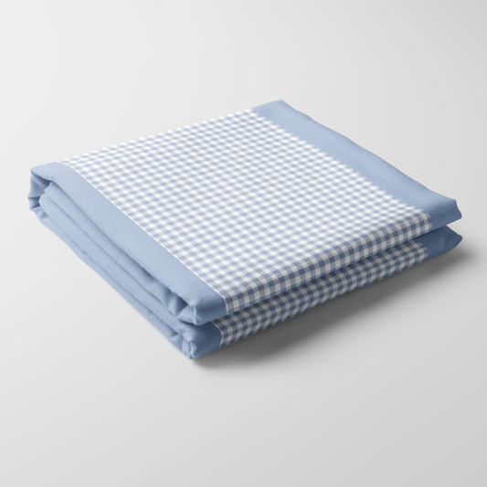 Mini Gingham Tablecloth in Pastel Blue - Mid Cotton Twill