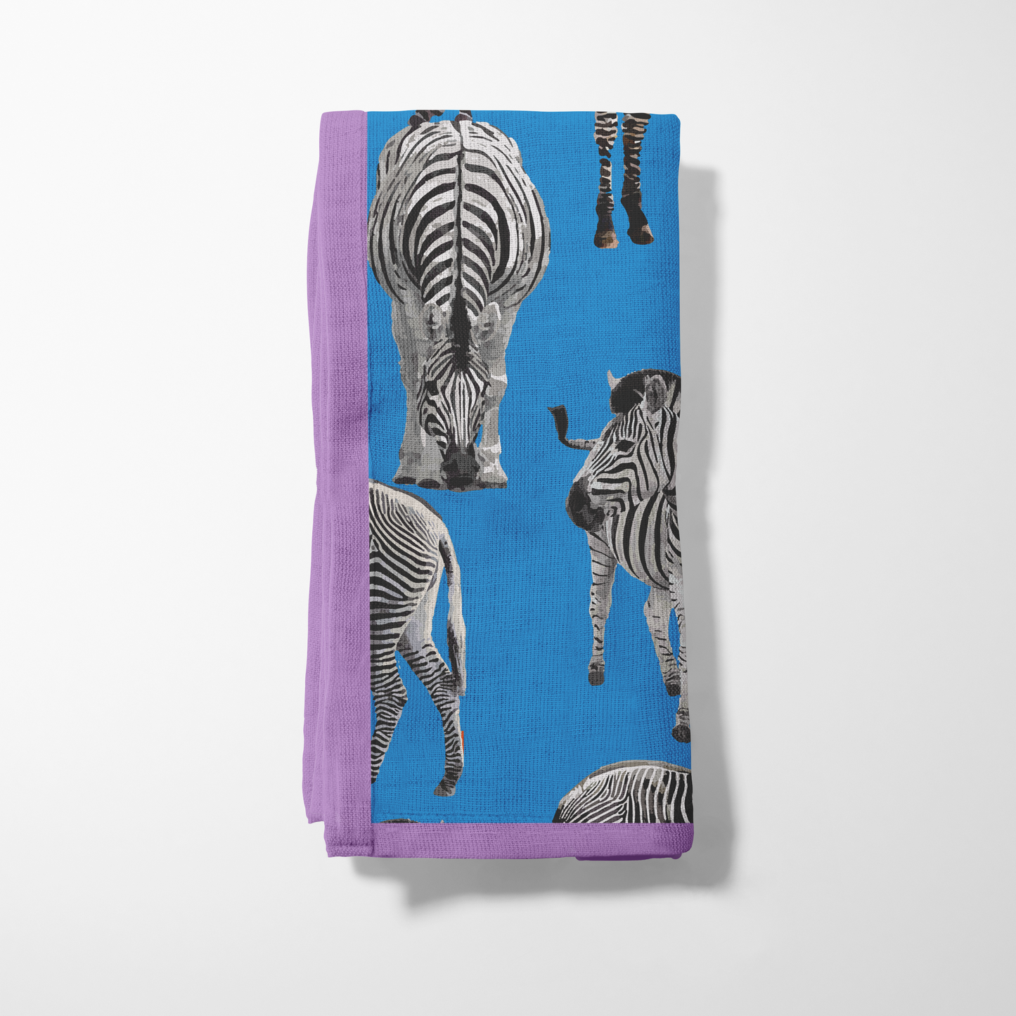 Zias Zebras Napkin in Cerulean Mauve - Organic Cotton Voile