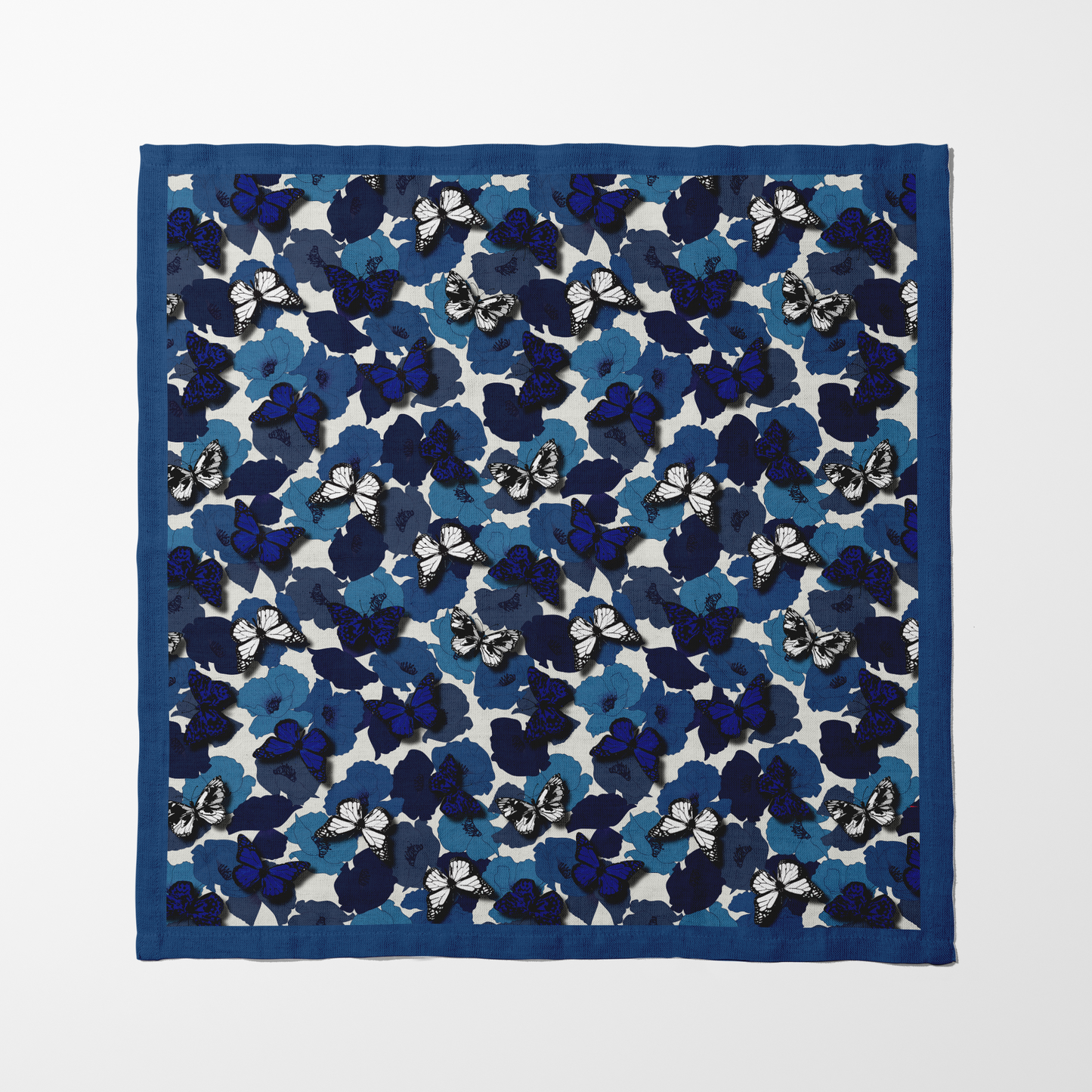 Listening Butterflies Napkin in Blue in Lightweight Linen