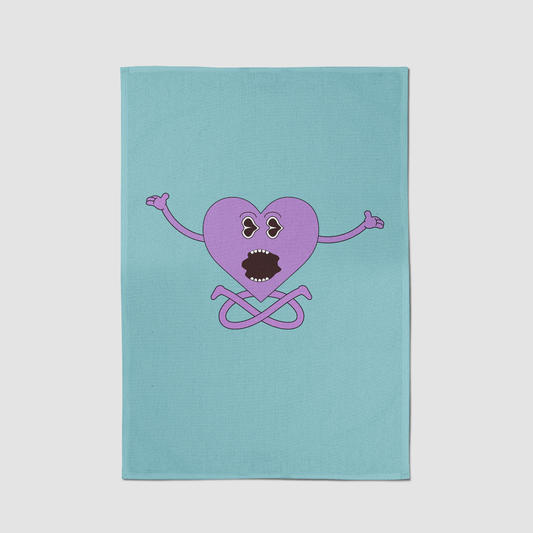 Purple Heart with Aqua Tea Towel