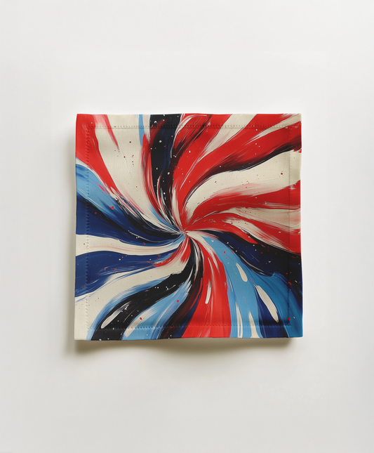 Red, White & Blue Swirls Cocktail Napkin